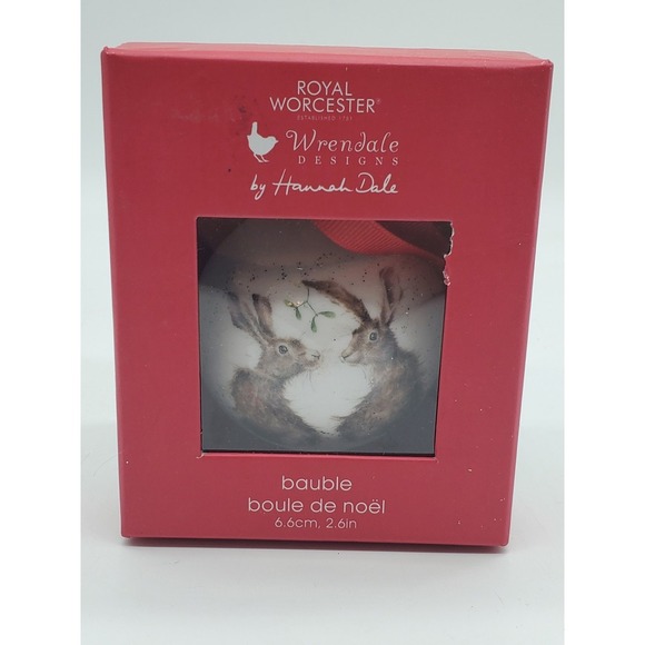 Royal Worcester Bunny Christmas Ornament Ball RB9 - Picture 1 of 6